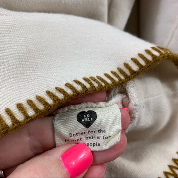 Madewell Cream Embroidered Blanket Stitched Shrunken Sweatshirt Size Small - Picture 6 of 8
